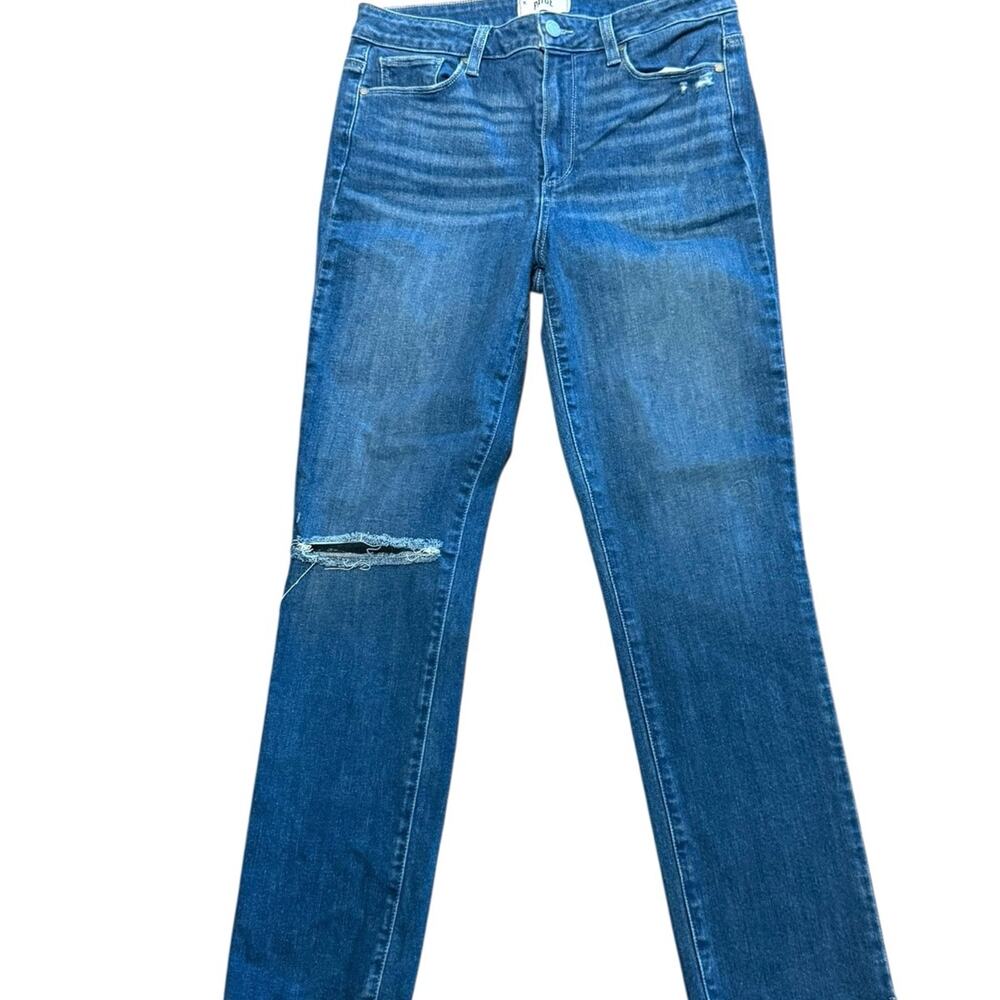 Women’s Blue Distressed Straight-Leg Jeans